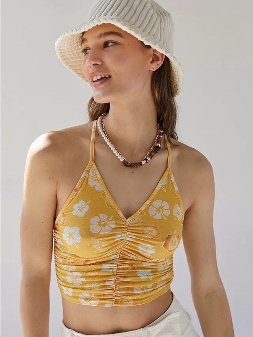 GUC UO Havana Ruched Print Cami Top - xs
